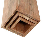 WOMO-DESIGN Tables Gigognes Set 3 Colonnes Décoratives Bois Massif Acacia 65/75/85cm -Support de Fleurs Table Basse Table d'Appoint pour Décoration de Maison -Colonnes Piédestaux Mobilier Salon