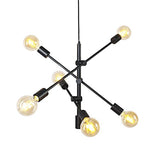 QAZQA sydney - Suspension Industriel - 6 lumière - Ø 75 cm - Noir - Rustique - Éclairage intérieur - Salon I Chambre I Cuisine I Salle à manger
