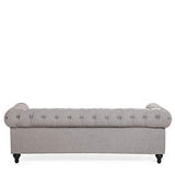 Beliani - Ensemble Canapé et Fauteuil - Chesterfield - 3 Places, en Tissu et Bois de Chêne, Gris Clair