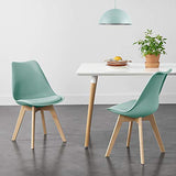 [en.casa] Lot de 2 Chaises de Salle à Manger Scandinave Siège Cuisine Plastique Similicuir Hêtre Menthe 81 x 49 x 57cm