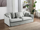 Vente-unique Canapé 3 Places en Tissu et Lin Gris SANKA