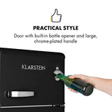 Klarstein Irene - Combiné réfrigérateur, 61L, Congélateur 24L, Classe A+, Rétro, Noir