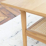 DECOCLICO Table plaqué chêne cannage en rotin