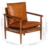 vidaXL Fauteuil Cuir Véritable avec Bois d'Acacia Marron Salle de Séjour Salon