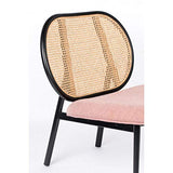 Zuiver Spike - Fauteuil Dossier en cannage et Assise en Tissu Rose
