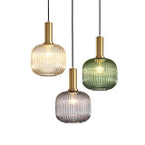 MZStech Lampe suspendue moderne, suspension en verre vert avec douille de suspension en cuivre doré