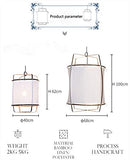 WnLit Lampe Suspension Japonais Lignes minimalistes Bambou éclairage LED Suspendus Tricot Main lumières Cuisine Salle à Manger Lampe Tissu Suspendu E27 Lustre Vie de la Lampe de Chambre,Beige,S