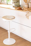 YOUNUOKE Tabourets de Bar en Bois Blanc Pivotant 360° et Hauteur Réglable 55-80cm Siège Confortable avec Repose-Pied Chaise Haute pour Bar Cuisine Lot de 2
