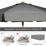 COSTWAY Parasol de Jardin Extérieur, Parasol Inclinable avec Lambrequin, 8 Baleines en Bois Blanc, Protection UV, pour Balcon/Jardin/Terrasse (Gris)
