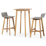 Festnight Ensemble de Bar d'Extérieur et Intérieur Ensemble Table et Chaises Résine Tressée Bois d'Acacia Marron et Gris Clair 3 pcs
