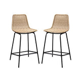 Tabourets de Bar Îlot Central Rotin et Métal - Coloris Naturel Bali | Lot de 2