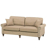 Beliani - Canapé 3 Places - Otra - Tissu, Beige Sable