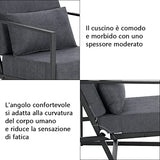 Mingone Fauteuil de Salon Canapé Monoplace Rembourré Lounge Convertible Inclinable Chaise avec Accoudoirs et Dossier Lin Gris Foncé, 1