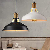HLigExp Suspension industrielle,plafonnier rétro blanc classique, abat-jour suspendu en métal blanc rétro (câble réglable), très approprié pour café,bar ou cuisine E27(sans ampoule)[A-level energy ++]