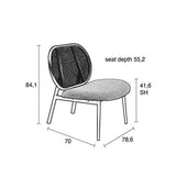 Zuiver Spike - Fauteuil Dossier en cannage et Assise en Tissu Rose