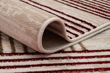 TAPISO Crystal Tapis Poils Courts Moderne Rouge Blanc Beige Motif Lignes Effet 3D Brillant Doux Tapis Salon Chambre Adulte Salle à Manger Oeko-TEX 160 x 220 cm