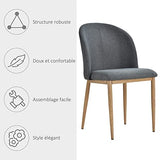 HOMCOM Lot de 2 chaises de Salle à Manger Chaise de Salon Pieds en métal Imitation Bois 50 x 58 x 85 cm Gris