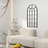 HOMCOM Miroir verrière Arche Style Industriel fenêtre Arcade métal Noir - 110 x 62 cm