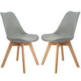H.J WeDoo Lot de 2 chaises de Salle à Manger scandinaves, Chaises Rétro Bois de hêtre Massif - Gris