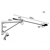 RUZMY E27 RéTro Bras Long Applique, Prise Avec Interrupteur, Ajustable Bras Oscillant Chevet Applique Murale Fer Restaurant Eclairage Bras Long Pole Lampe Murale Chambre Lampe De Lecture