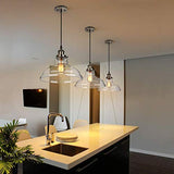 Edison Lot de 3 lampes suspendues industrielles en verre à hauteur réglable antique en laiton brossé E27 Idéal pour la cuisine, la salle à manger, le plafonnier Fixture