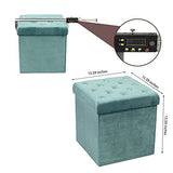 Bonlife Boite de Rangement Intérieur Tabouret Pliant Coffre a Jouet Poufs et Repose Pieds Couleur Bleu-Vert Rétro Charge Max de 150kg 40x40x40cm