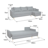 Happy Garden canapé d'angle Convertible ANTONI 3 Places en Tissu Gris. Canapé avec méridienne réversible et Coffre de Rangement.