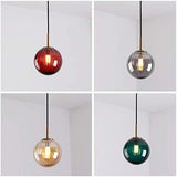 LFsem Plafonnier Simple Tête Coloré Ø15cm Globe En Verre Suspension E14 Loft Chambre Restaurant Suspension Lustre Simple Moderne (Gris Fumée)