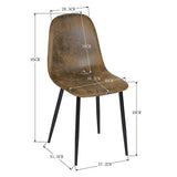 Homy Casa – Lot de 4 chaises de salle à manger douces avec dossier et pieds en métal massif pour salon, maison, marron
