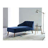 PAULINE Meridienne - Tissu velours bleu - Scandinave - L 154 x P 68 cm