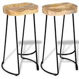 vidaXL 2X Bois de Manguier Massif Tabouret de Bar Gavin Meuble de Bistrot