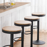 Kidol & Shellder Tabourets de Bar Chaises de Salle à Manger Lot de 2 Noir, Tabouret en Bois Hauteur Réglable à 360°, Tabouret de Bar en Bois et Métal, pour Maison Cuisine Comptoir Bistro