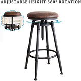 Style Industriel Tabouret de siège Rond Tabourets de Barre de comptoir Chaises de Bar pivotant Réglable Hauteur 70-90cm Charge maximale de 200 kg C