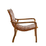 Tousmesmeubles Fauteuil Teck/Cuir tressé Cognac - Essaouira - L 71 x l 66 x H 90 - Neuf