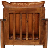 vidaXL Fauteuil Cuir Véritable avec Bois d'Acacia Marron Salle de Séjour Salon