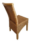 kreatives Wohnen Salle à Manger en rotin-Chaises de Jardin d'hiver-Couleur : Marron Naturel d'assise en Lin Blanc sans Coussin, Bois, Extra breit
