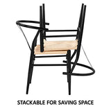 Yaheetech Lot de 2 Chaises de Salle à Manger Corde de Papier Cadre en Métal Ensemble de Chaises en Corde Intérieur Dossier Demi-Circulaire Cuisine Salon 54,5 × 57 × 73,5 cm Noir et Bois
