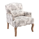 chairus Chaise Longue Rembourré en Lin Rétro Canapé Fauteuil à Imprimé avec Pieds en Bois Chaise de Loisirs pour Balcon Salon (Beige)