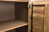 MACABANE Buffet 3 Portes Teck recyclé Pieds métal, 175x51x79