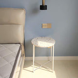 HAOXIANG Table D'appoint De Café À La Maison, Dessus D'effet De Terrazzo Et Jambes en Métal De Finition Blanche, Table De Thé De Support Occasionnel Rond pour,45x55cm