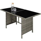 Tectake 800824 Salon de Jardin en Résine Tressée Modulable 1 Canapé d’Angle 1 Table 2 Poufs Tabourets - Diverses Couleurs (Gris tacheté/Gris)