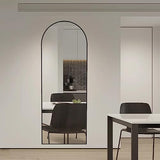 CASSILANDO Bow Miroir Complet du Corps avec Support 150 x 50 cm, Miroir de Sol, sur Pied Arrondi, Grand Miroir Mural dans la Chambre à Coucher, Dressing (Noir)