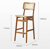 ZNMDOK Tabouret Haut en Bois Massif ， Chaise Simple chez l'habitant, de Bar à la Maison, indonésienne rotin véritable avec Dossier, Dossier Solide et sans Odeur(2 pièces), 40*42*109cm