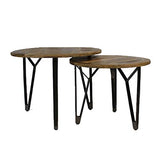 Luca Lot de 2 tables basses rondes en bois de manguier