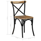 vidaXL Chaises à Dossier croisé Lot de 2 Noir Bois de manguier Solide