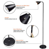 Depuley Lampadaire en Métal Fer, Noir Mat Lampadaire sur Pied Rétro Flexible de Bureau et Salon, Design Classique et Nostalgique，Lumière chaude,Métal noir, Ampoule E14 3000k.（Amouple Incluse）
