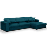 Canapé d'angle Droit Convertible 5 Places en Velours Bleu Canard avec Coffre de Rangement - Robin