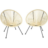 tectake 800729 2 Fauteuils Acapulco de Jardin de Salon Design rétro, pour Un Usage en intérieur et extérieur - Plusieurs Couleurs - (Beige | no. 403305)