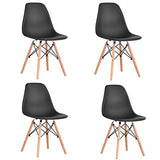 KunstDesign Ensemble de 4 chaises de Salle à Manger, Design Ergonomique, Pieds en Bois de hêtre Naturel, Look Moderne du Milieu du siècle（Noir