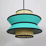 Ybzx Plafonnier Style Chinois Tissu Lustre Simplicité Restaurant Café Rotin Art Lampe Tissé À La Main Tissage Pendentif Lumière E27 Drop Light Intérieur Suspension Lumière Couleur: Orange/Bleu